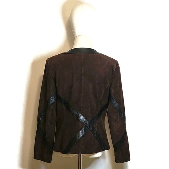 Nordstrom Studio 121 Brown Suede Leather Jacket Zip Front Long Sleeve Chic S - Picture 15 of 16
